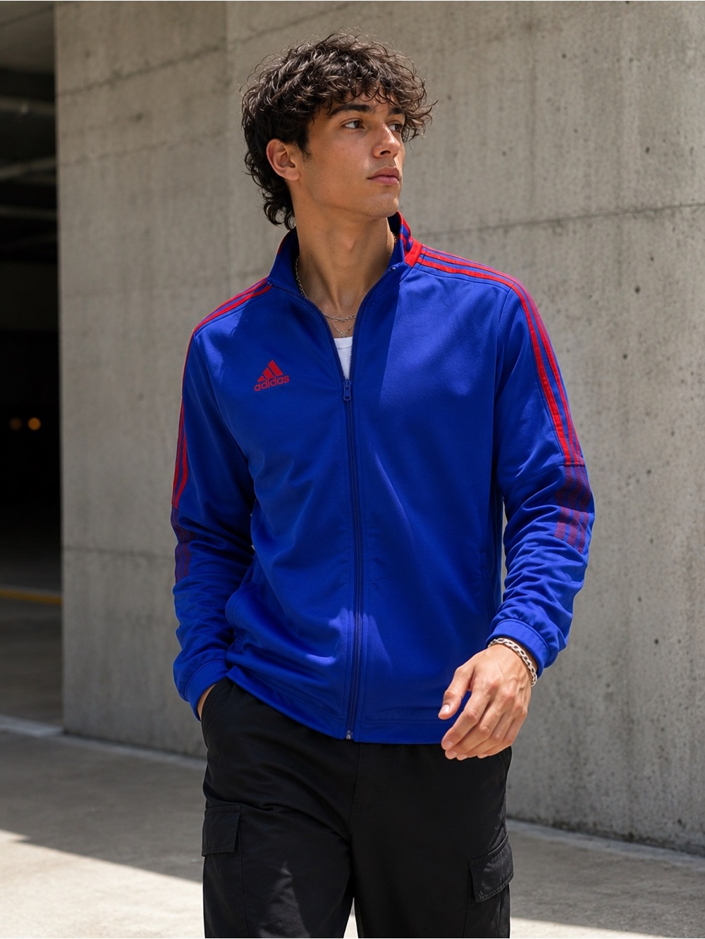 Adidas Tiro Track Jacket Small Blue Red Soccer Core Y2K Full Zip